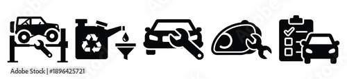 collection of  scheduled maintenance vector icon set, Automobile service silhouette icons