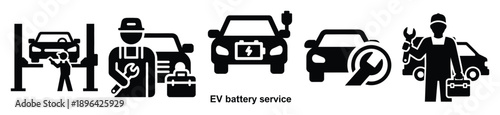 collection of  speaker installation vector icon set, Automobile service silhouette icons