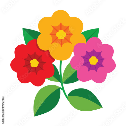 calibrachoa million bells colorful on white background