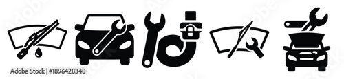 collection of  car painting service vector icon set, Automobile service silhouette icons