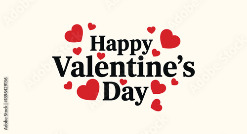 A festive graphic displays the words happy valentine s day surrounded by scattered red heart shapes high quality professional