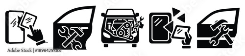 collection of  engine tuning vector icon set, Automobile service silhouette icons