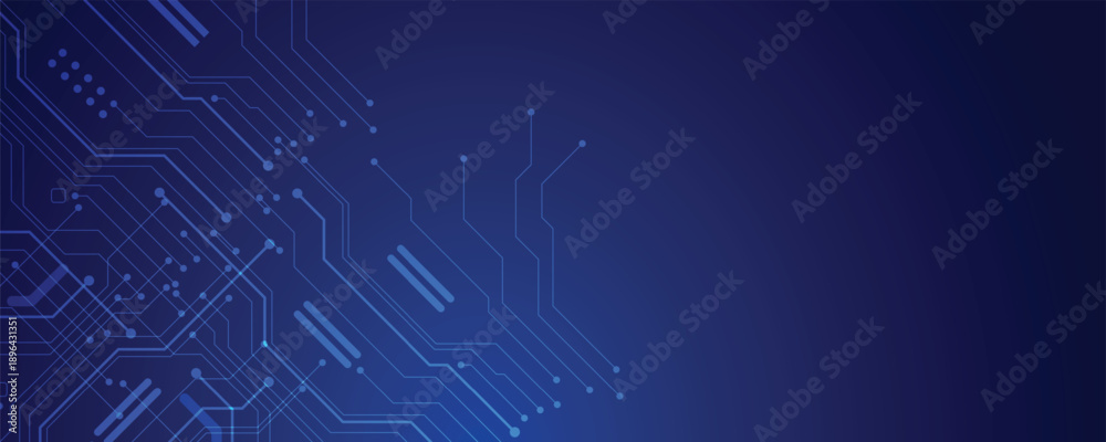 Obraz premium Futuristic abstract tech background featuring circuit patterns blue background. Cyber security internet and networking concept. 