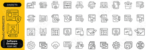 Software Developer line editable icon set. Vector illustration