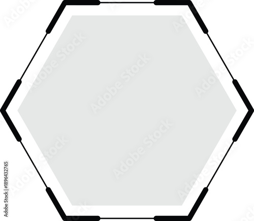 Clean geometric hexagon layout used as modern frame and digital interface design element
