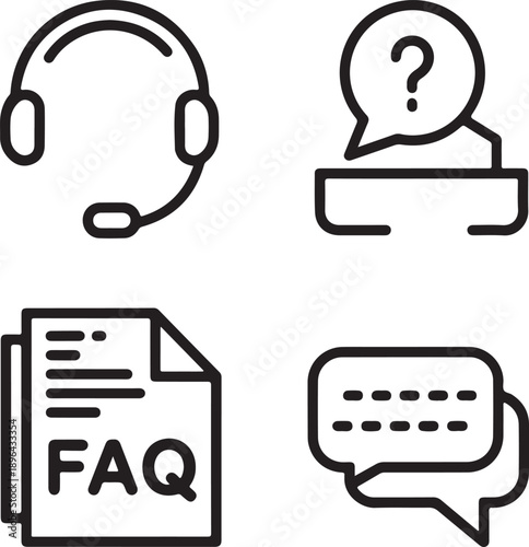 Customer support and FAQ icons for business communication