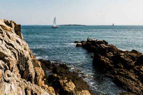 Sailboat in the Sea,  catamaran, Maine