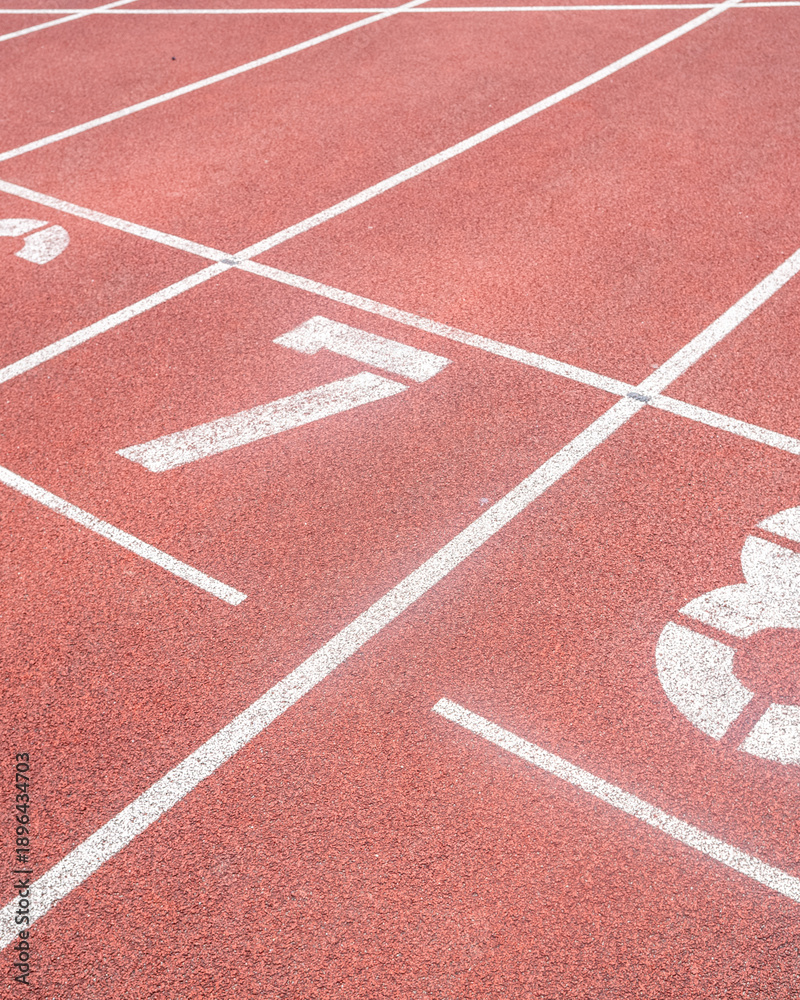 Fototapeta premium Running track lines with number seven and eight