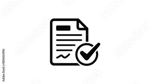 Approved document icon with checkmark stamp representing verified paperwork validation certification and official business approval vector