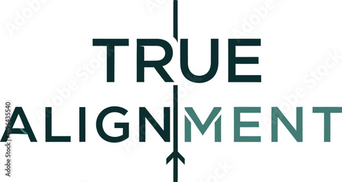True Alignment line slogan typography t-shirt design vector illustration for spiritual yoga meditation balance and inner peace projects isolated on transparent background.