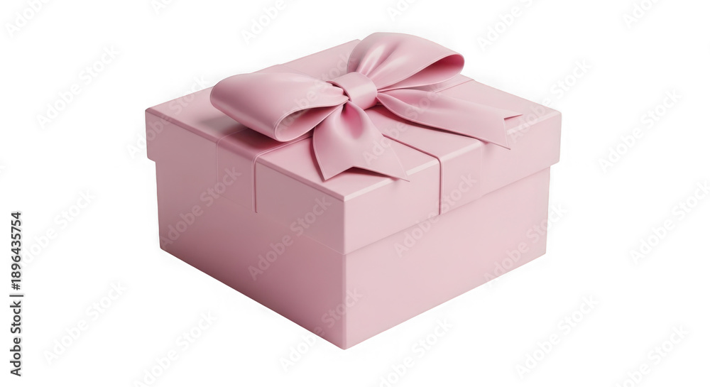 Fototapeta premium Pink gift box with ribbon bow isolated on transparent background