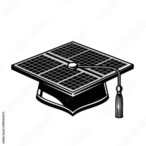 Solar powered graduation cap with tassel symbolizing eco friendly education
