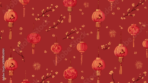 Festive Red Lanterns Hanging Celebration Decor.