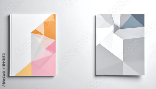 Geometric Abstract Art Covers with Pastel and Gray Color Palettes.