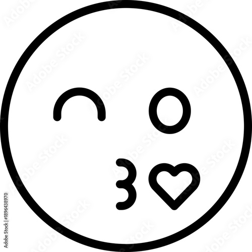 Face Blowing a Kiss Emoji line Icon, Love Kiss Emoji Symbol, Romantic Blowing Kiss Face Icon