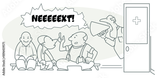 Doctor loudly calls deaf patients.