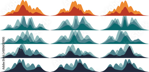 Abstract mountain landscape with color gradient peaks