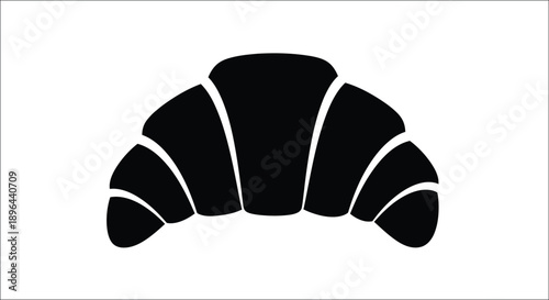A black silhouette of a crescent shaped pastry a delicious croissant silhouette