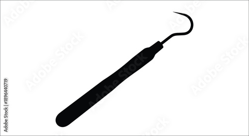 Dental tool a hook shaped instrument in black silhouette