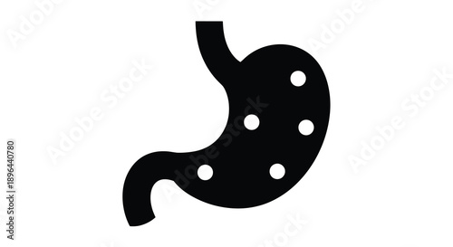 Human stomach illustration a simplified black shape silhouette