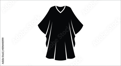 Black kaftan garment isolated on a white background silhouette