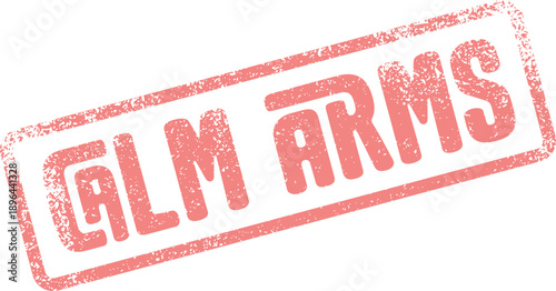 Vintage inspired GLM ARMS red distress rubber stamp impression brings an authentic retro style