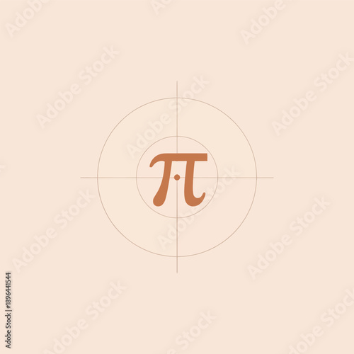 World Pi Day thema, diameter and radius lines subtly forming the pi concept
