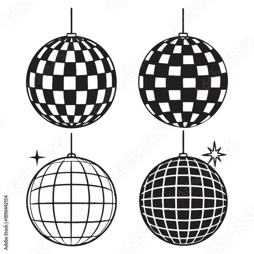 disco ball icons set vector
