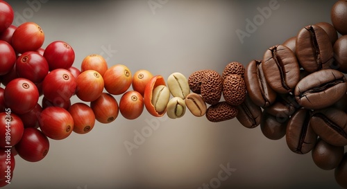 From coffee cherries to roasted beans a visual transformation process