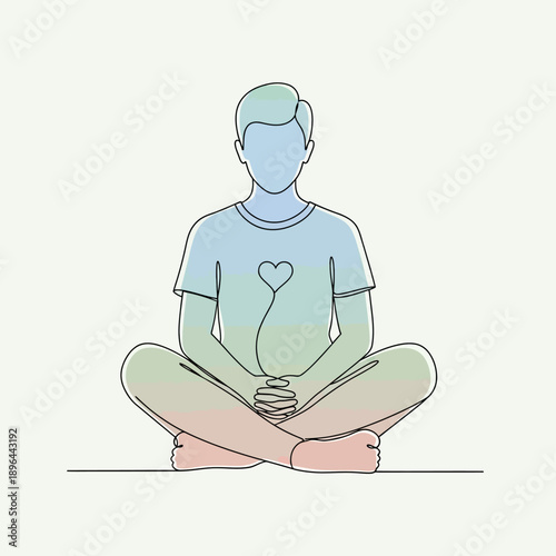 Serene Contemplation: An ethereal outline of a person seated in a meditative pose, evoking inner peace and emotional well-being.