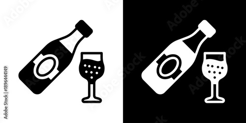 Champagne Icon Of Mixed Black And White Style