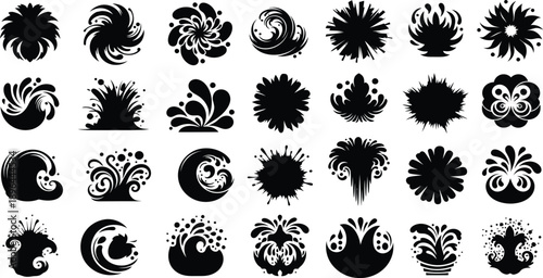 Collection of 25 unique black floral designs and patterns