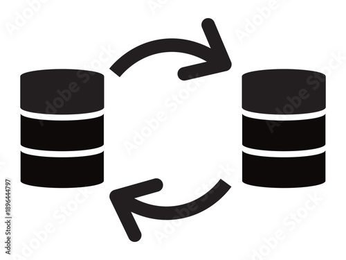 Database Data Transfer and Exchange Vector Icon