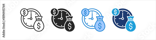 Time Is Money Icon Set Multiple Style Vector Collection