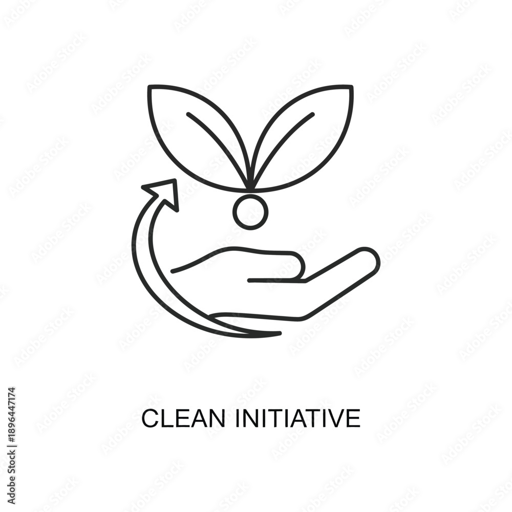 Fototapeta premium Hand holding eco-friendly sprout in minimalist line art with simple clean lighting for environmental campaign