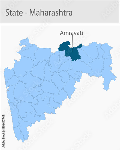 Amravati-Maharashtra_Map detailed map illustration graphic for educational reference, geographic visualization, design layouts, presentations, digital