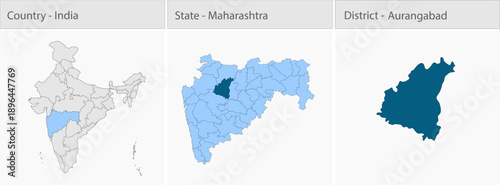 Aurangabad_Map_Vector detailed map illustration graphic for educational reference, geographic visualization, design layouts, presentations, digital me