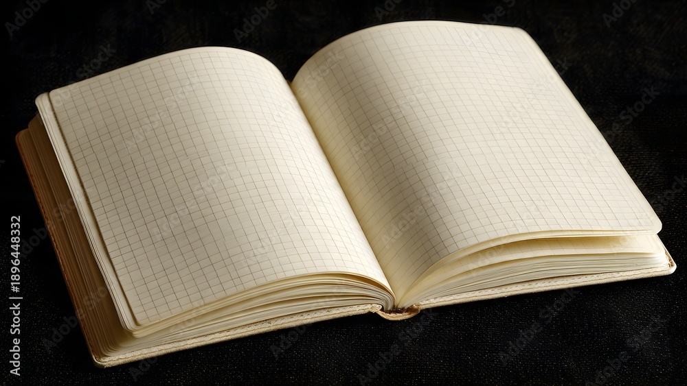 Fototapeta premium Old Graph Paper Notebook Book Open