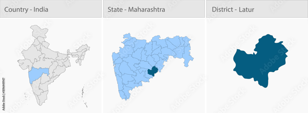 Fototapeta premium Latur_Map_Vector detailed map illustration graphic for educational reference, geographic visualization, design layouts, presentations, digital media a