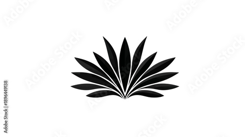 A symmetrical abstract design of dark, stylized leaves or petals radiating outward