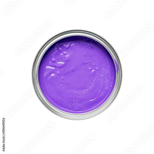 Container of Purple Paint Stands Upright on a Plain Background