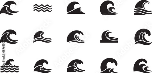 Ocean Waves and Surf Icons Collection
