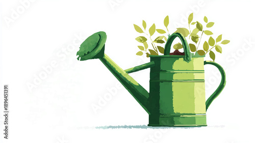 Watering Can Pouring Water on Plants in Pots

