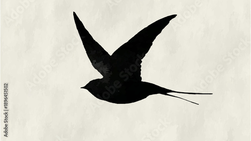 Swallow Silhouette Soaring Against White Background

