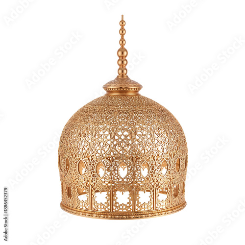 Decorative Dome With Intricate Design Made of Metal in a Warm Gold Tone