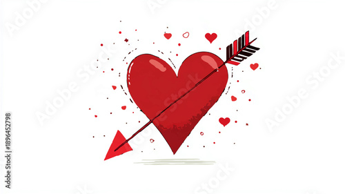 Red Heart Pierced by Arrow: Love Symbol Illustration


