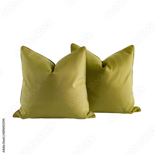 Two Green Pillows Placed on a Plain Background for Display and Sale