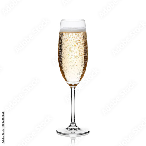 Sparkling Drink in a Clear Glass on a White Background for Celebration Events