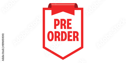 Red preorder badge icon with bold text on white background