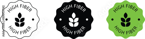 High fiber stamp icons set for product feature information.